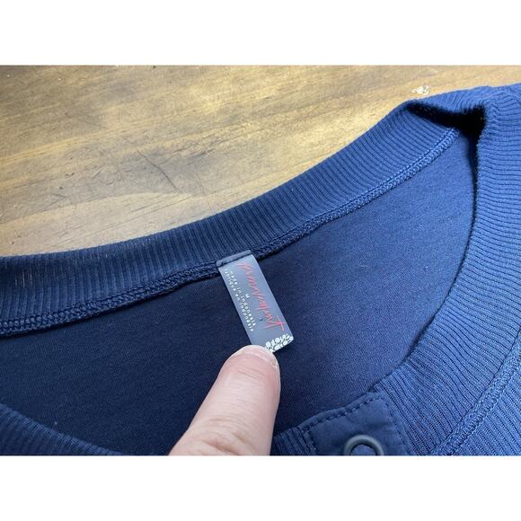 Free People Movement Navy Blue Layered Design Twice As Nice Henley Top Size M - Picture 4 of 9